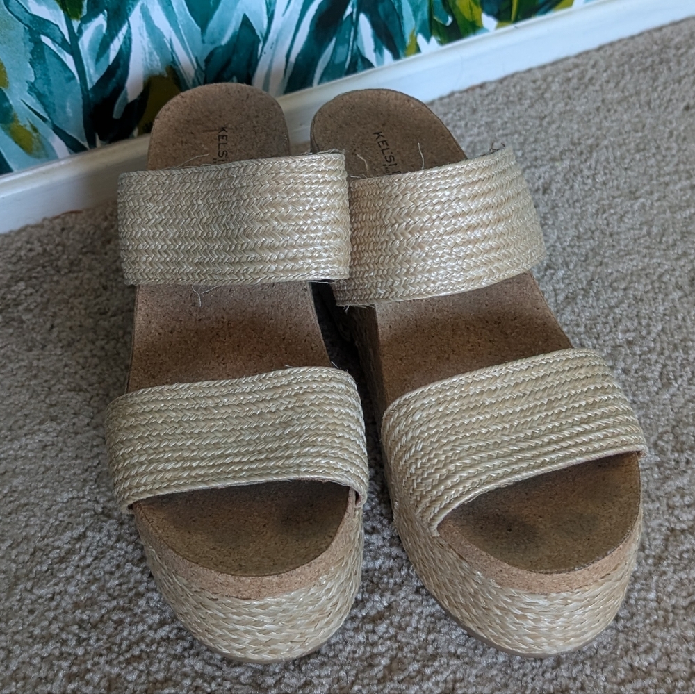 Anthropologie Cream Espadrille Platform Sandals
